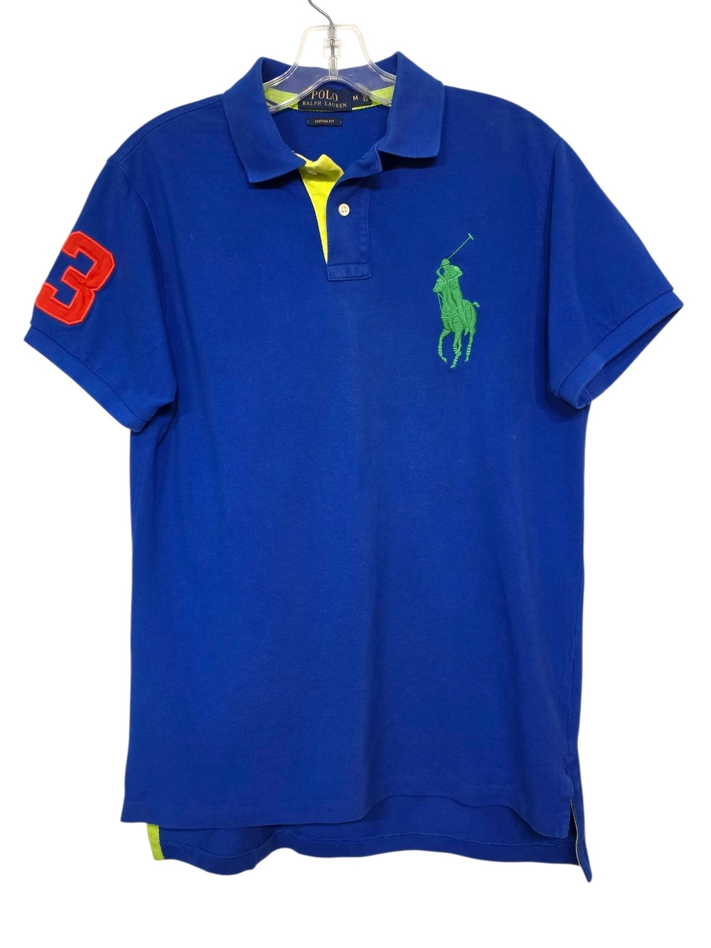 Polo Ralph Lauren Custom Fit Polo Shirt Men’s Medium Royal Blue Big Green Pony
